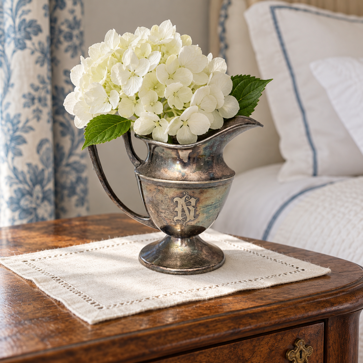 Monogrammed Silverplate Pedestal Creamer | Maison Boudreau
