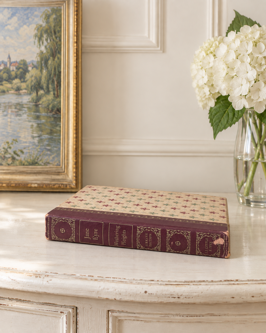 Vintage Jane Eyre & Wuthering Heights Book with Fleur-de-Lis Cover