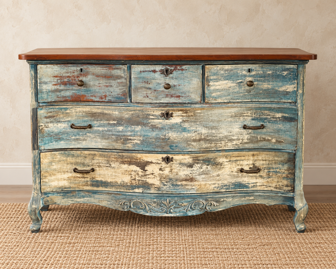 Distressed Turquoise Serpentine Chest