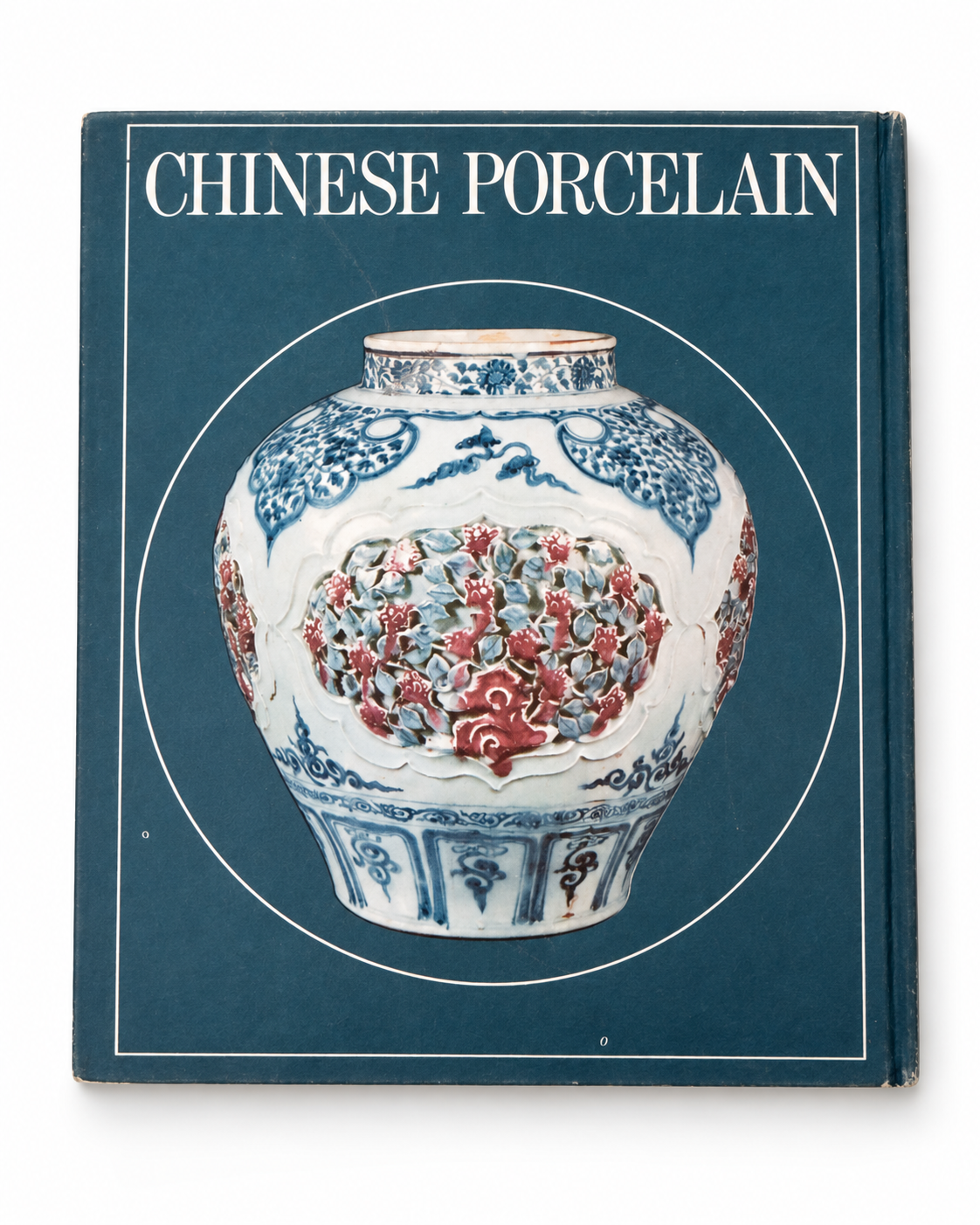 Blue back cover of Chinese Porcelain featuring an illustrated Chinese ceramic jar.