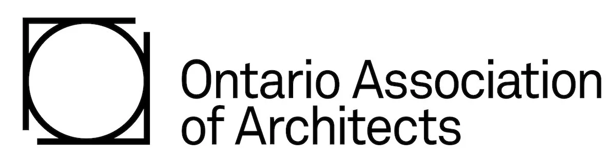 Logo of the Ontario Association of Architects featuring a black circle within a square outline.