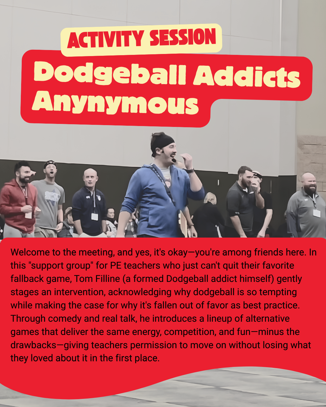 This breakout session is mostly geared towards PE teachers, but don't be shocked if some of your classroom teachers sneak in just to have some fun. Can you blame them?