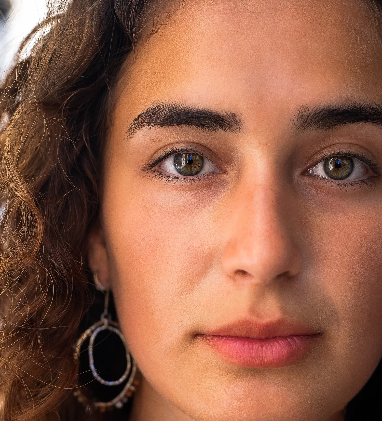 Close-up portrait edited with Golden Gaze