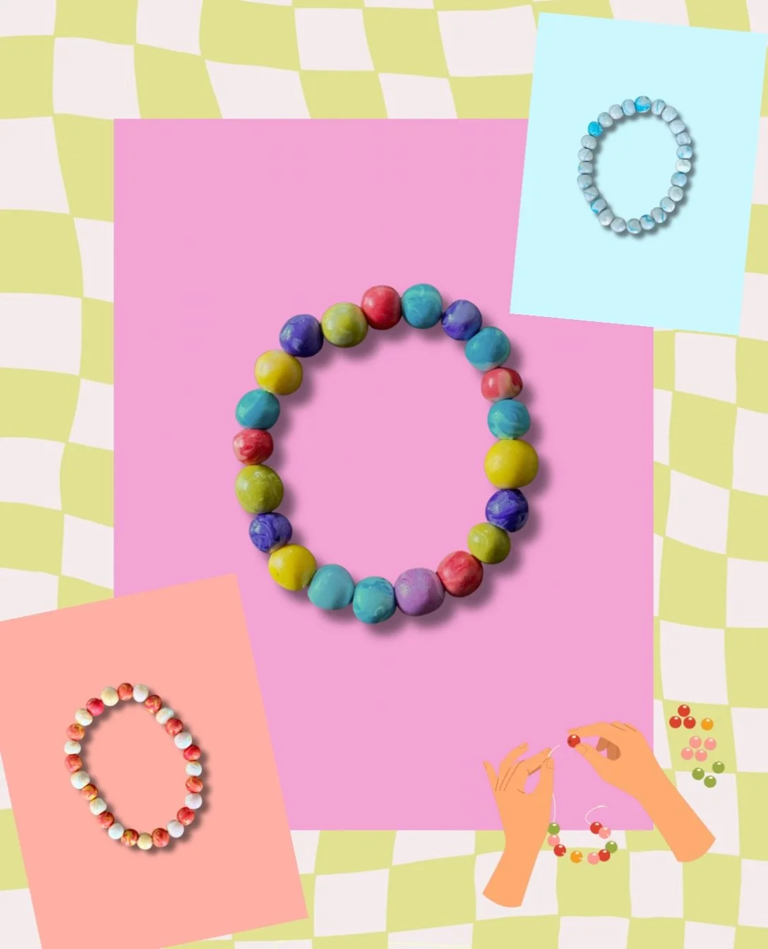 Bead bracelets are making a comeback 💅🏼✨

&bull;
#polymerjewellery #bracelet #beadjewelry #holypoly