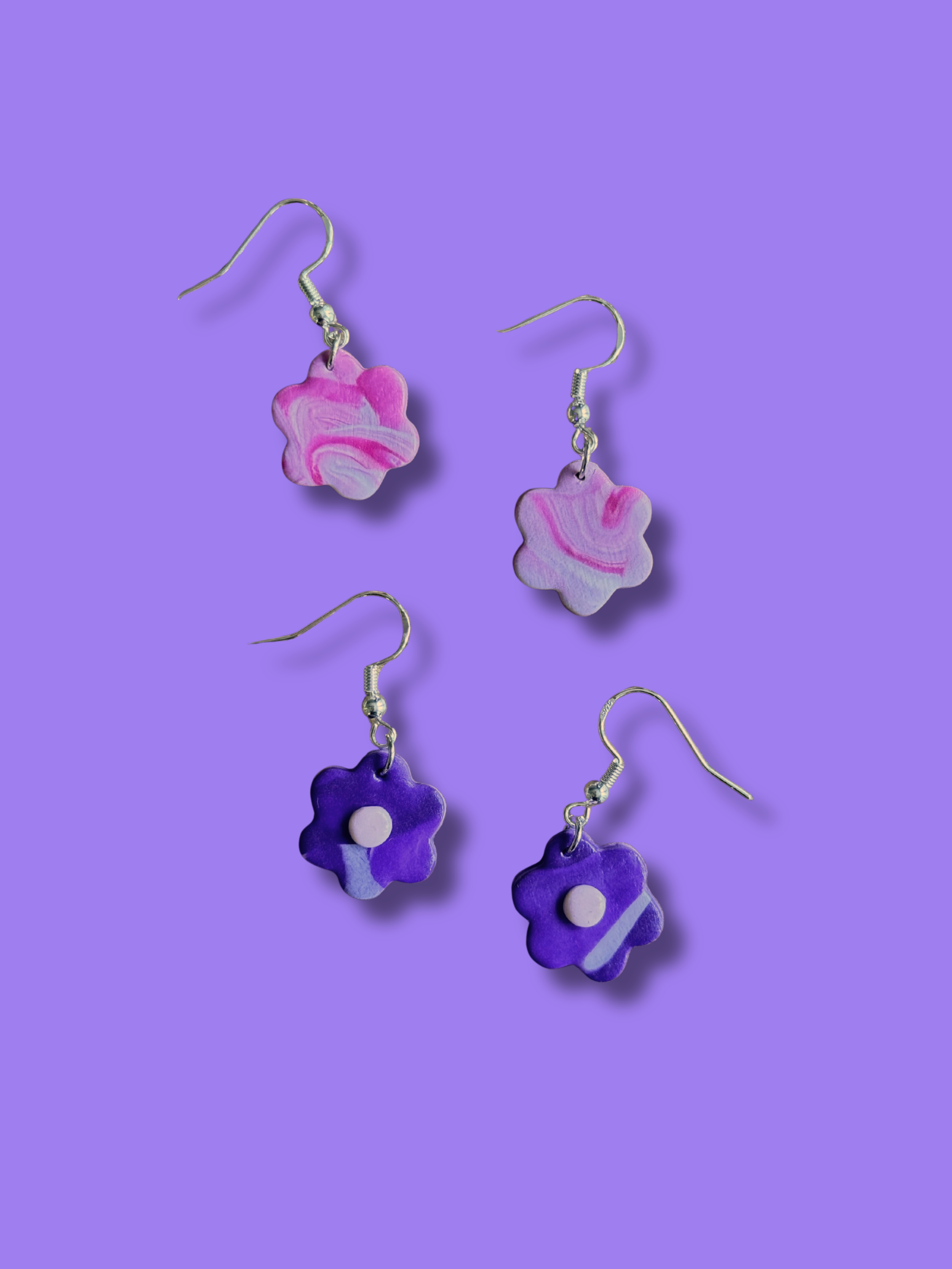 Marbled Floral Earrings