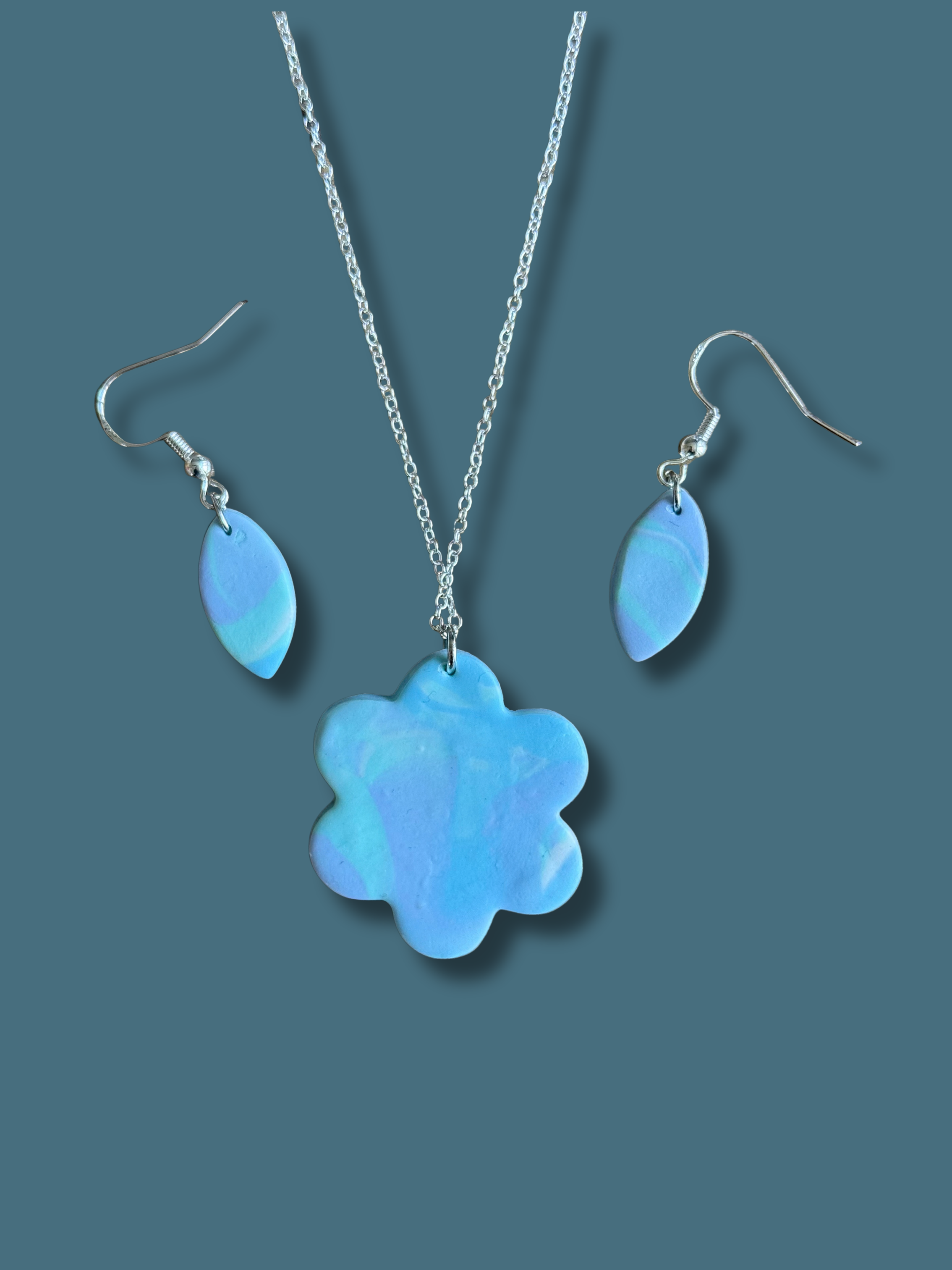 Marbled Floral Set - Blue