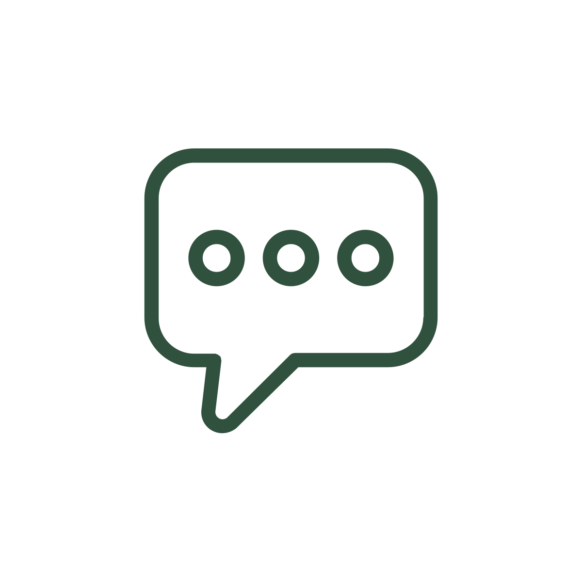 Speech bubble icon with three dots inside, representing communication or chat.