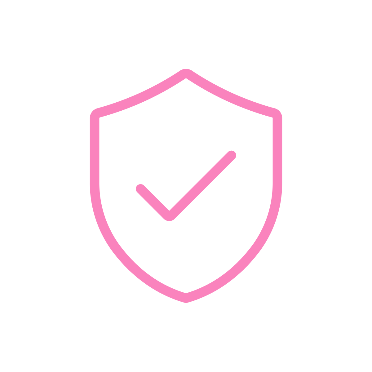 Pink shield with a checkmark inside.