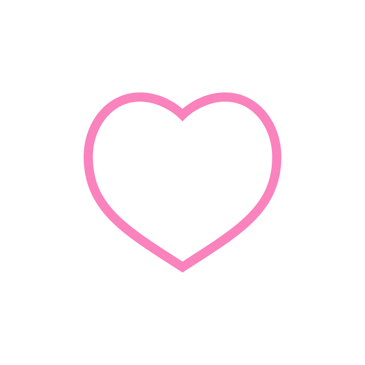Pink outline heart on a white background.