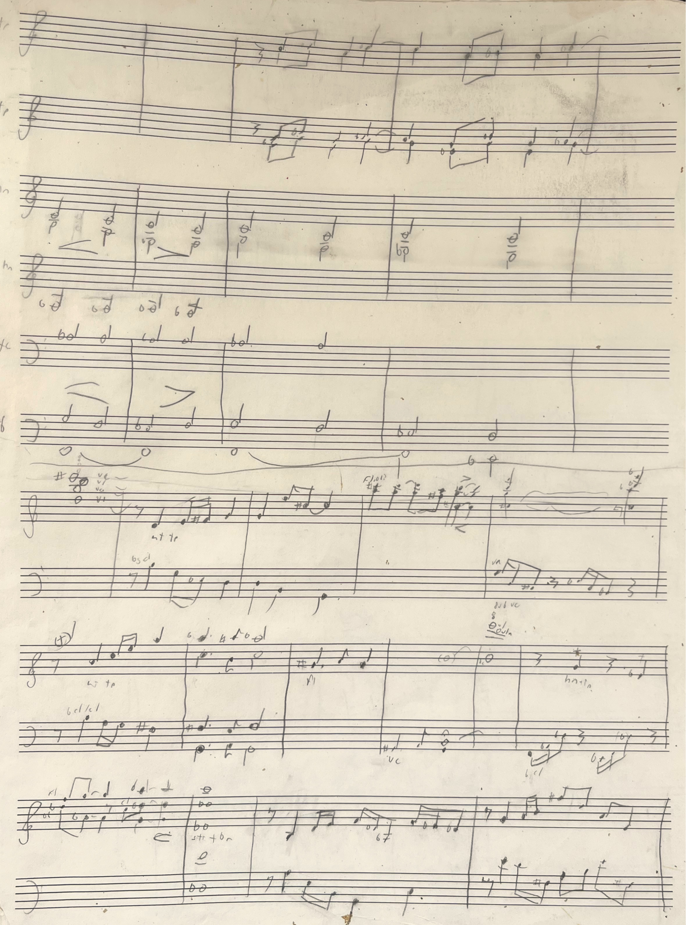 Handwritten musical score on sheet music paper.