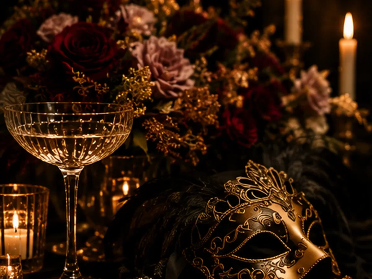 Gatsby masquerade murder mystery theme party for secrets and soirees.