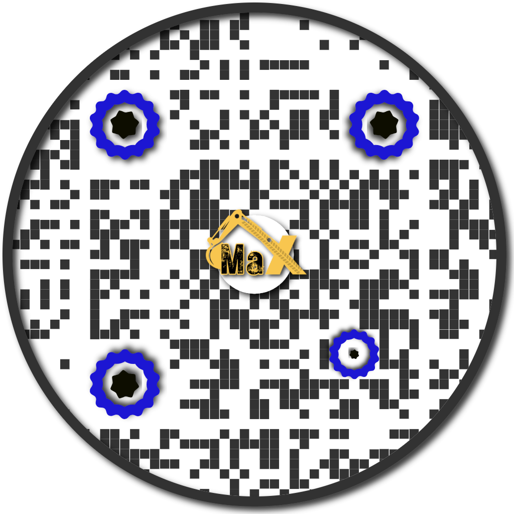 Operation Mighty Max QR code with a construction themed Max logo.