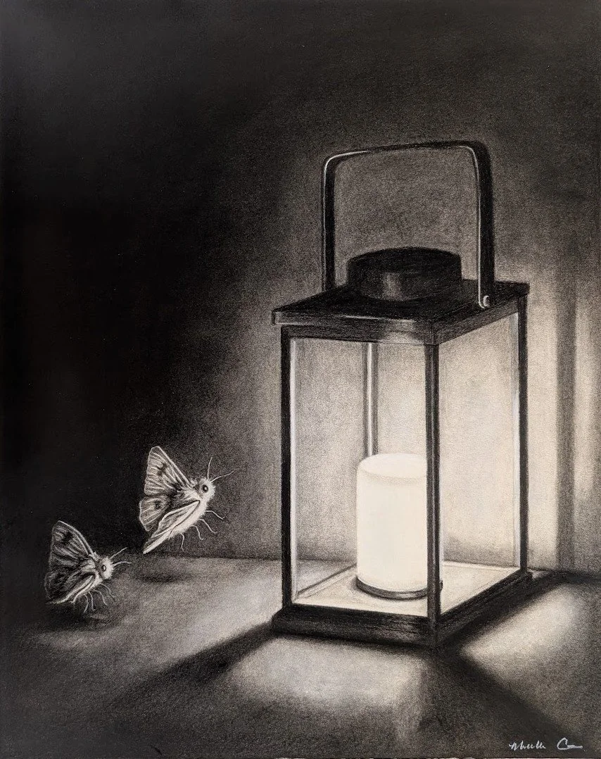 Keeper of Light, charcoal on paper