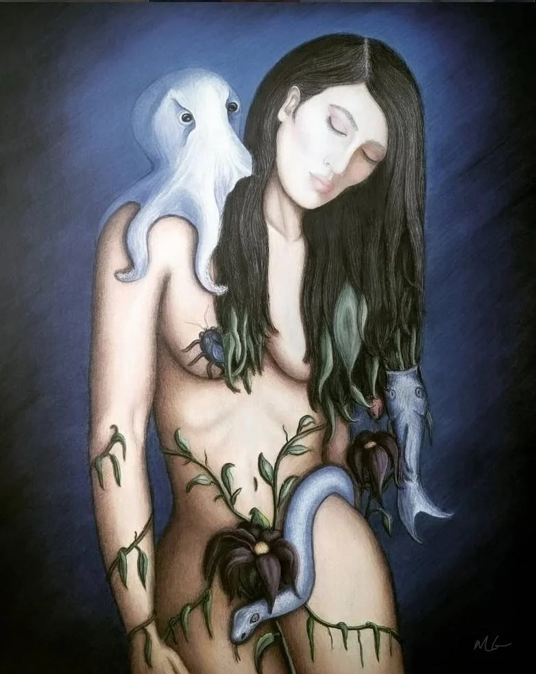 In Dreams, colored pencil on paper