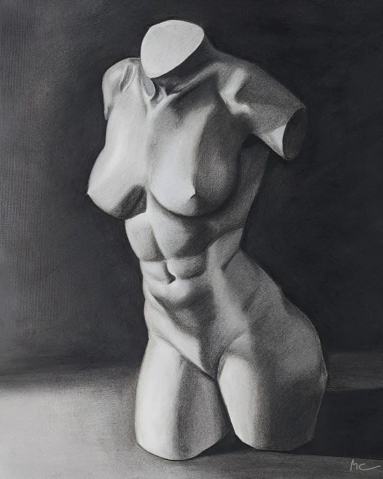 Illuminated Form, charcoal on paper