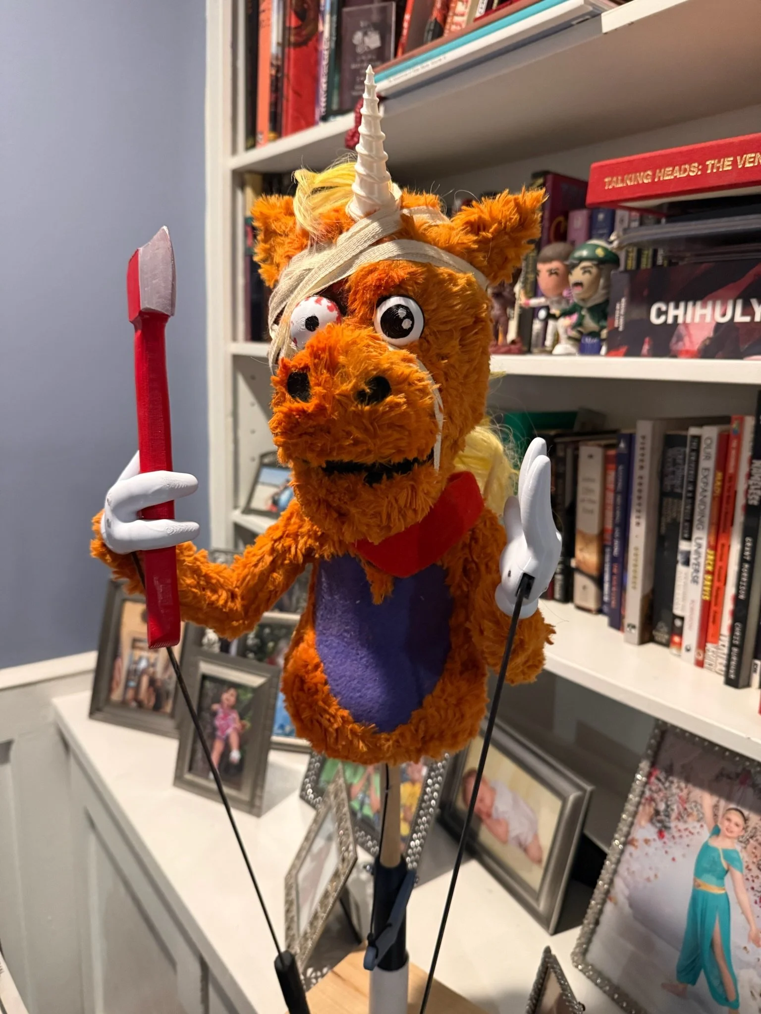 Buddy puppet character made by Sam-Carter professional puppet builder with -Boopos_blank_puppet buddy version
