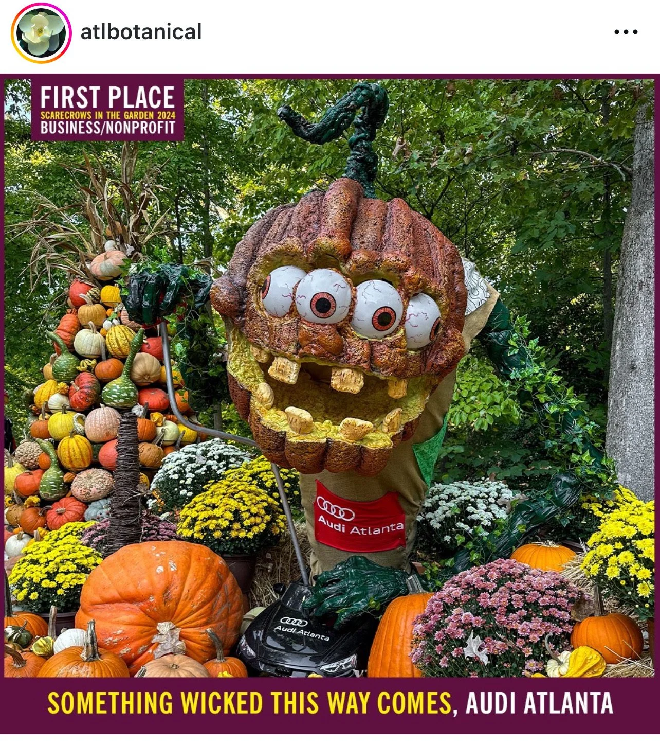 scarecrow commissioned by audi for atlanta botanical garden