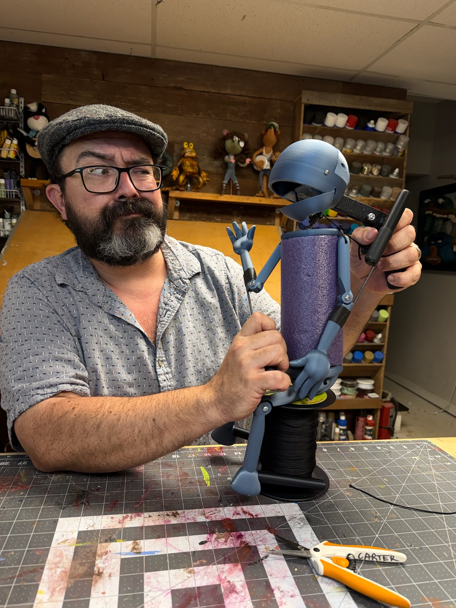 Sam Carter Professional Puppet Builder with Boopos Blank Puppet