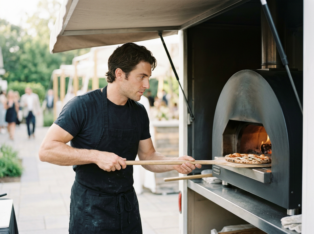 Man wood fired pizza