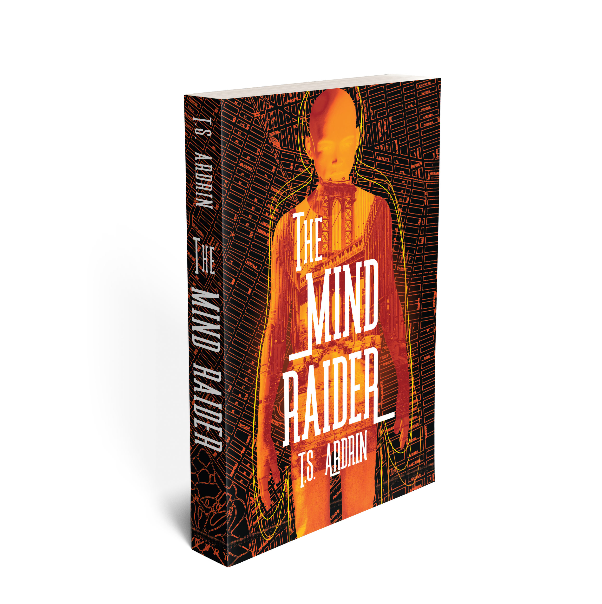 A book cover featuring a stylized map background with a fiery orange face and neck of a person, with the title and author's name in bold white text.