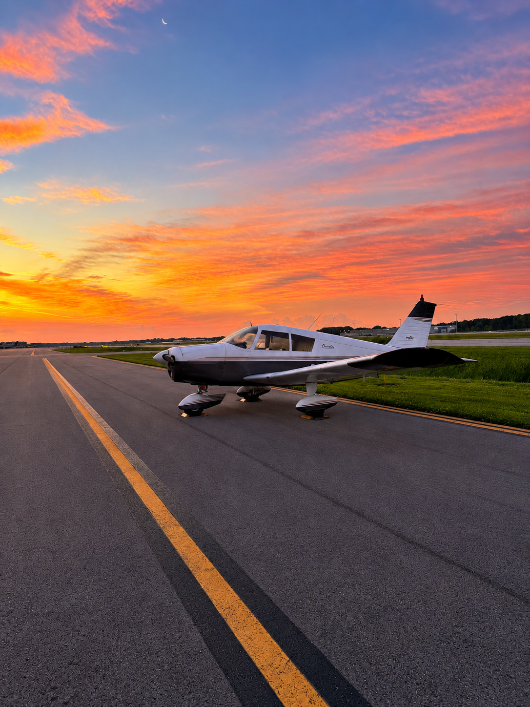 Piper Cherokee 140 on ramp in Davenport Iowa