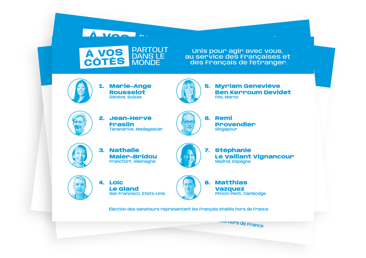 Bulletin de vote pour la liste A vos cotés avec vous partout dans le monde