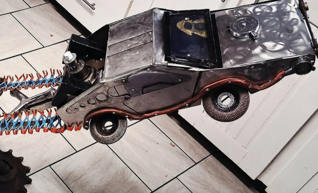 Scrap metal DeLorean sculpture by Sean McFall