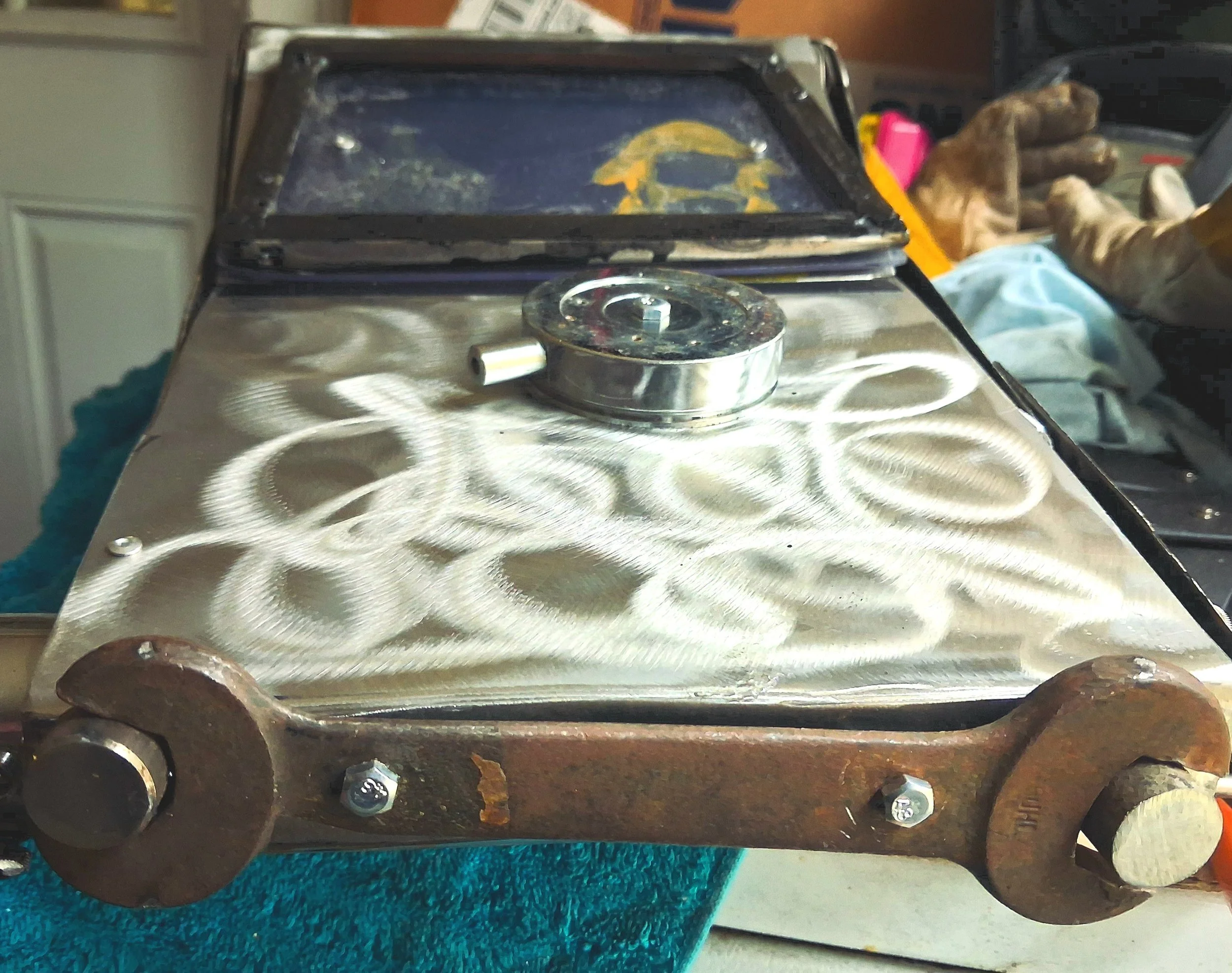 Close-up of the scrap metal DeLorean by Sean McFall