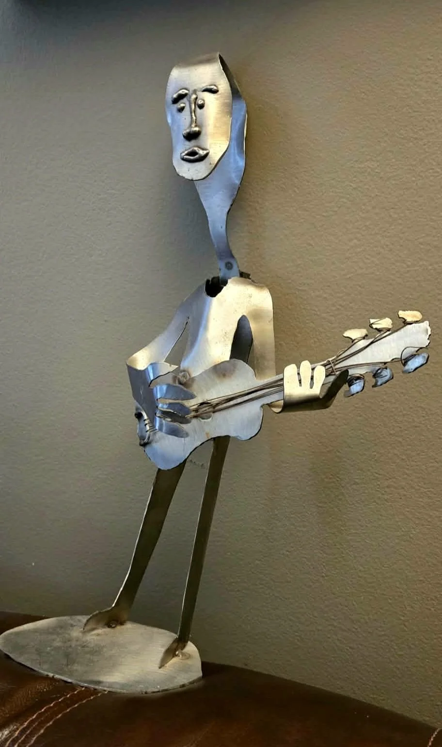 Johnny B. Goode, scrap metal guitar player by Sean McFall, angled view