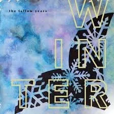 New Year's greeting card with snowflake designs and a blue watercolor background. The Fallow Years