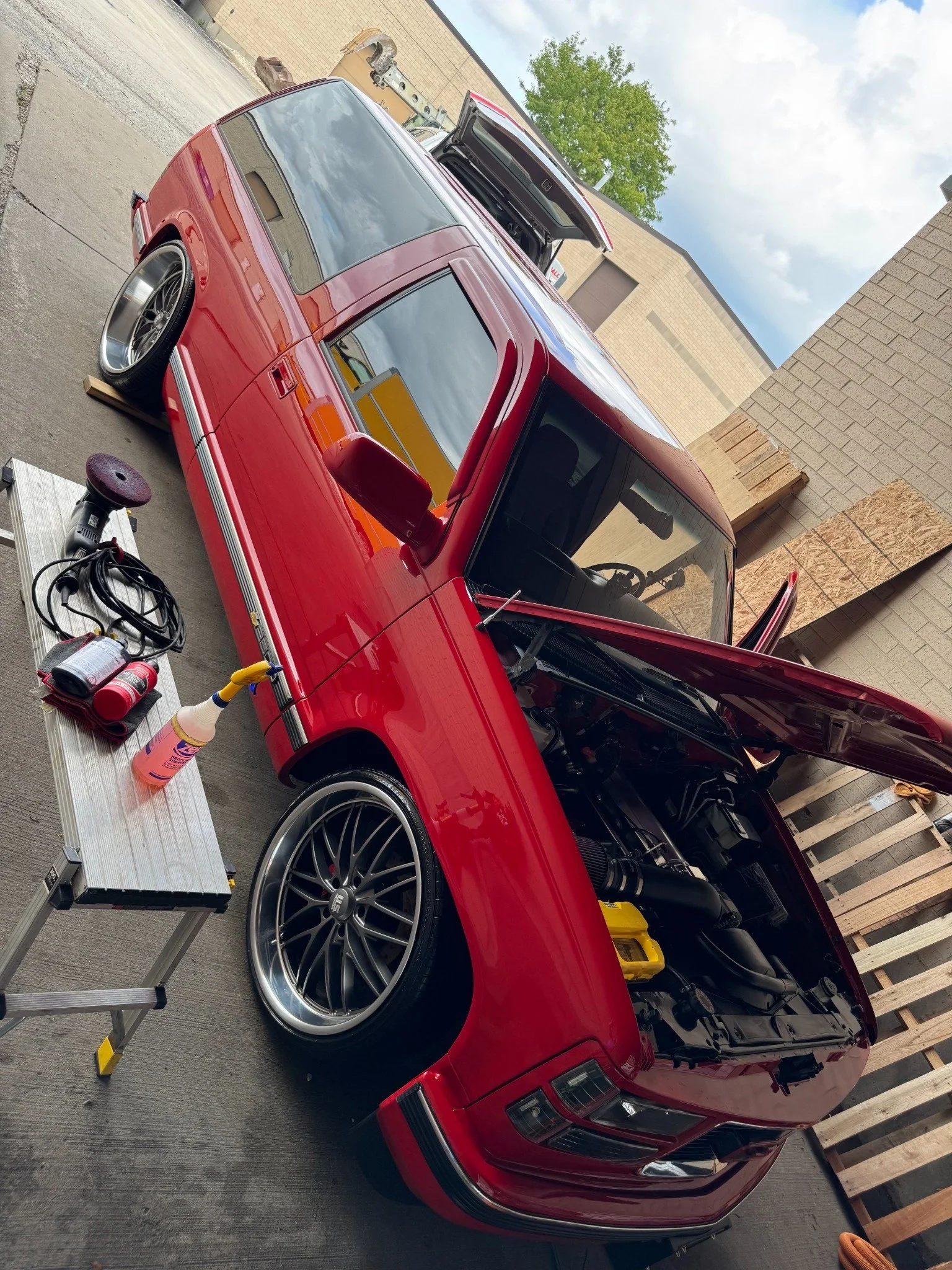 Red SUV after exterior detailing by Alpha Car Detailing in Des Plaines Illinois