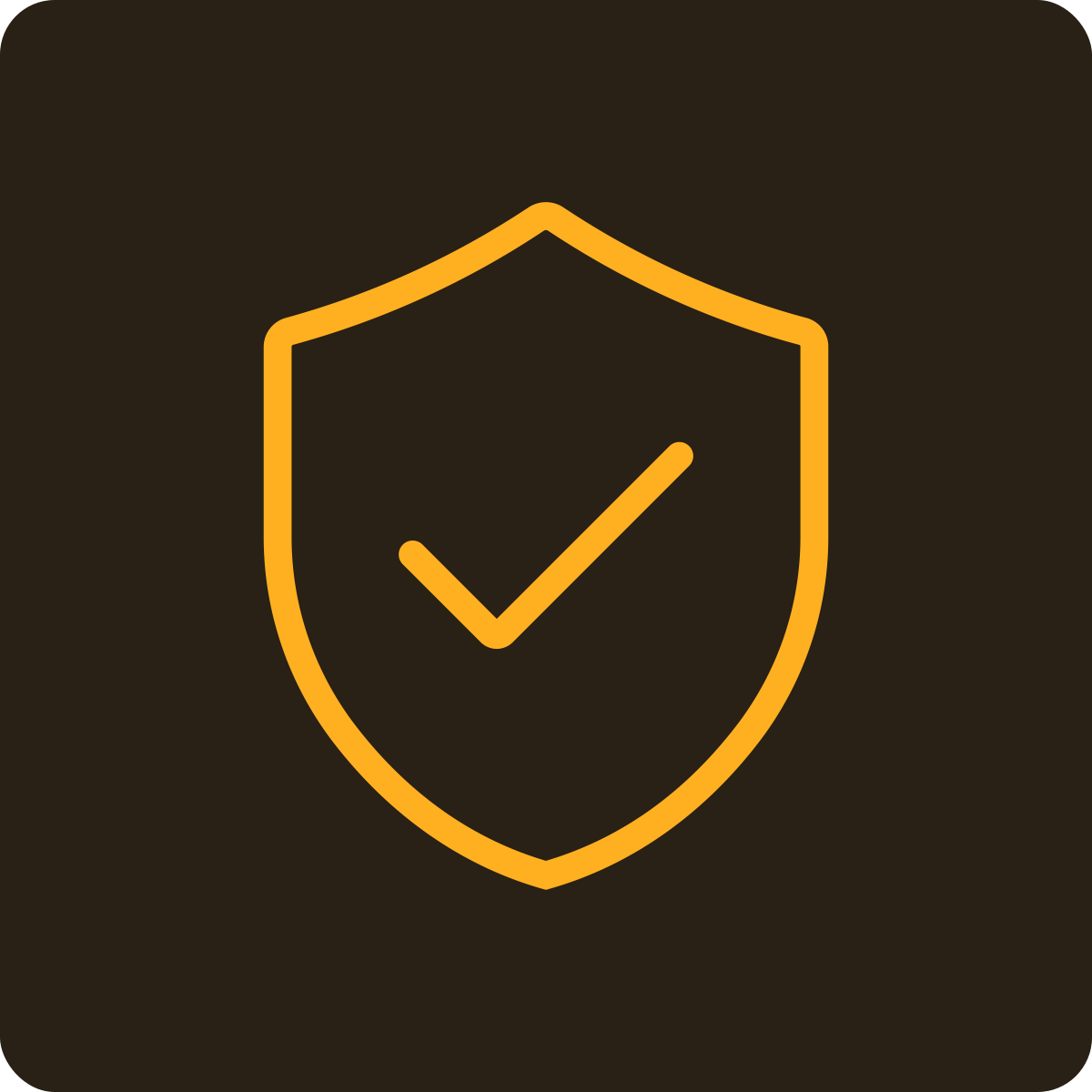 Icon of a shield with a checkmark inside, symbolizing security or protection.
