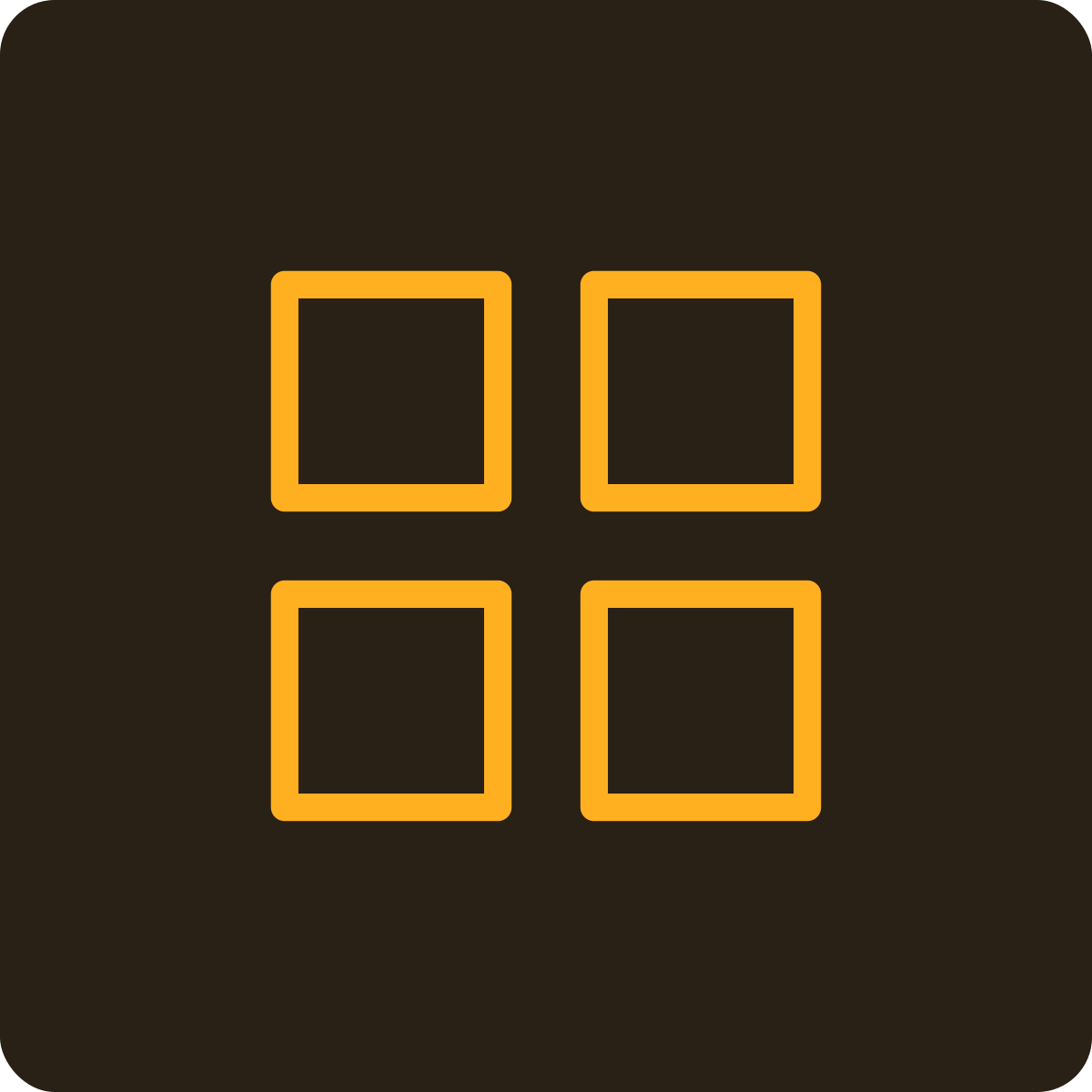 Four orange square outlines on a dark background, resembling a keypad or buttons.