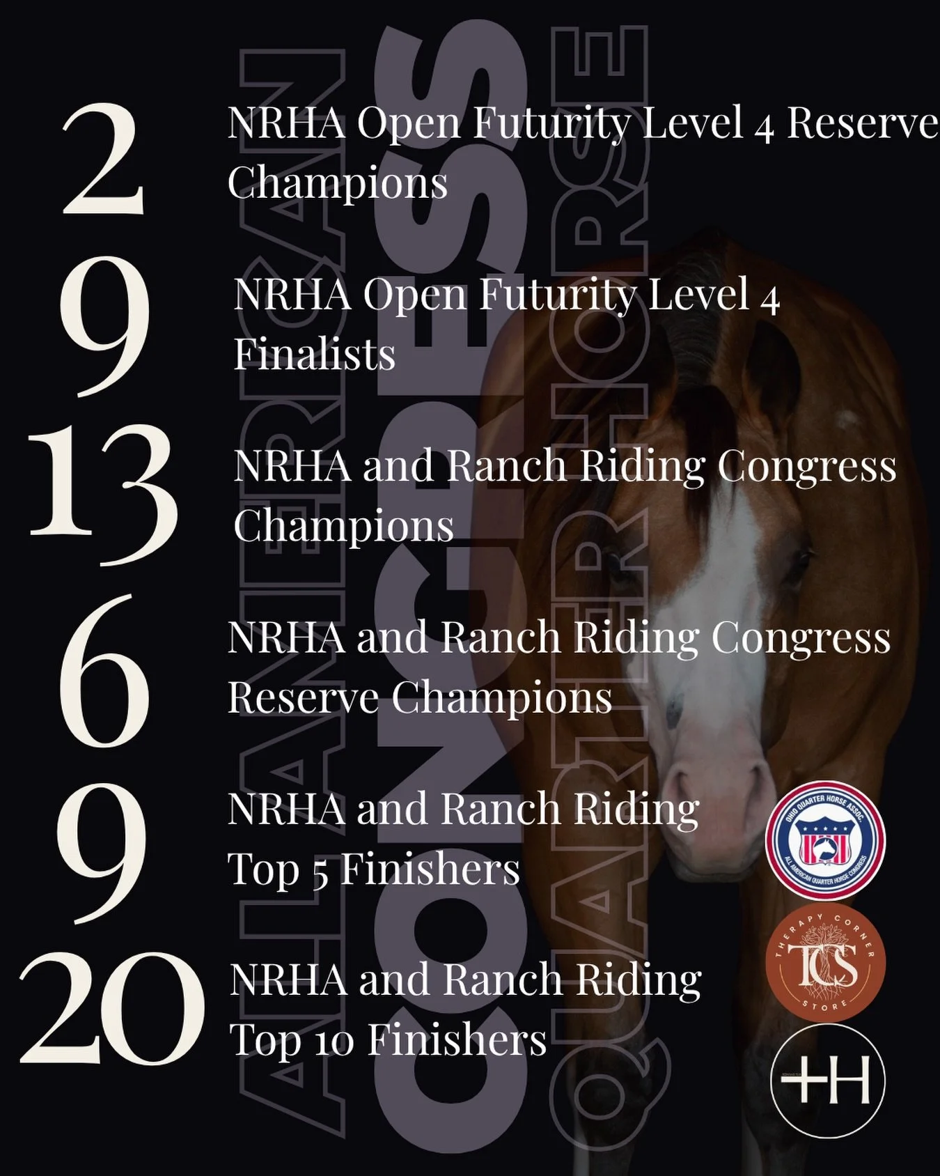 We truly love what we do and it&rsquo;s incredible to see our clients finishing at the top. 

@therapy_corner_store clients made up 9 of the 29 horses who made it to the Open Futurity Level 4 Finals!

Congratulations to all; we are incredibly gratefu