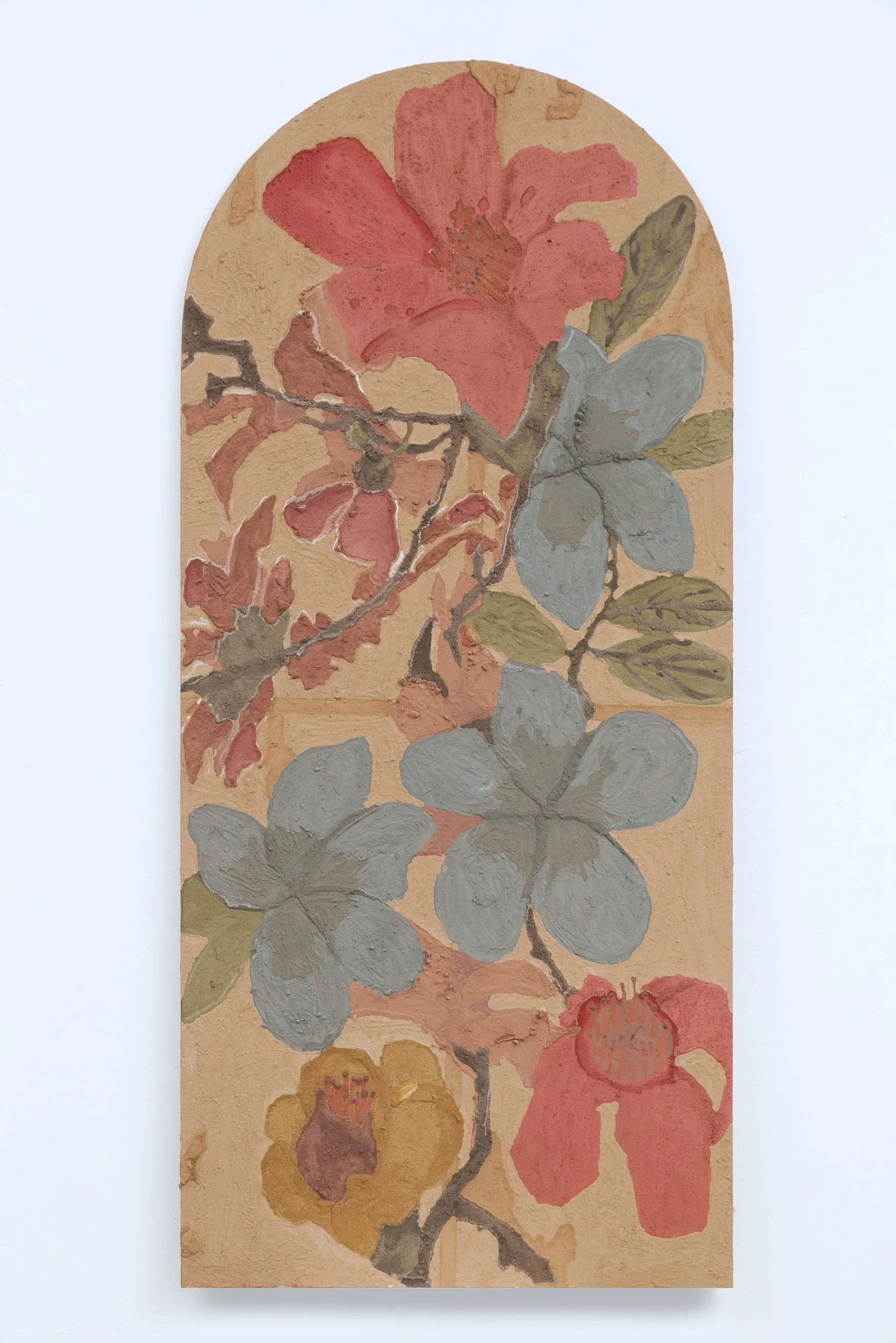 A Red Silk Sprout, Journey home, 2024, 36x81, soil, dyes on wood.jpg