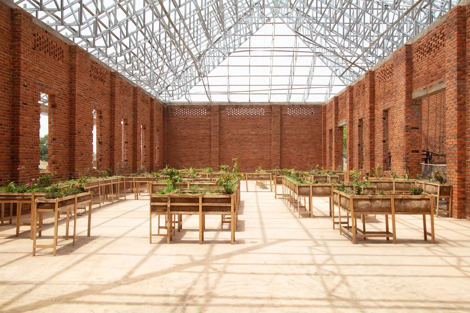 Cul-de-sac, Varied dimensions, Varied Flowers, soil, burlap, wood, 2022
