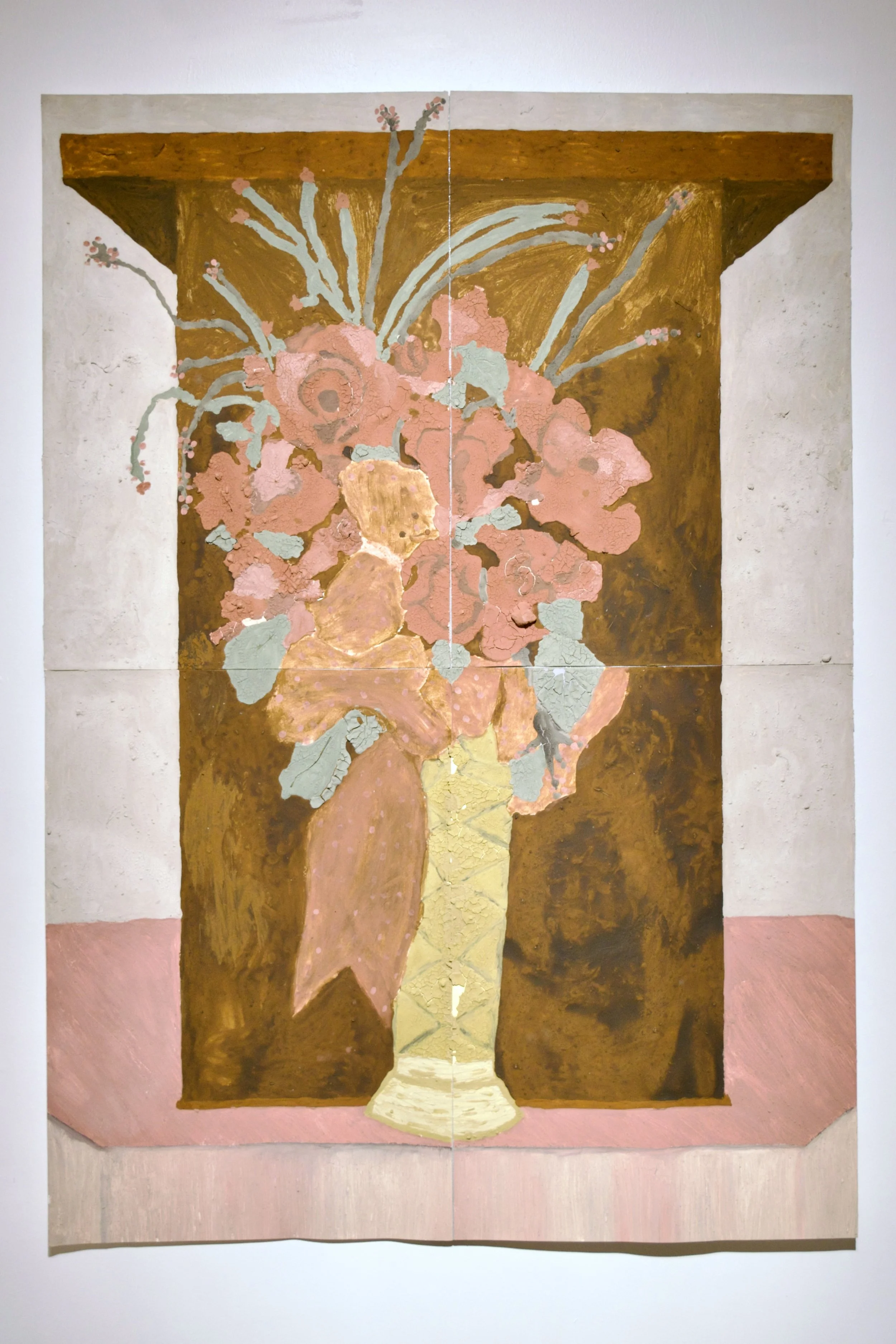 Potter’s House, 42.5 x 60 in, Synthetic dyes, acrylic paint, and Texas soil on paper, 2025