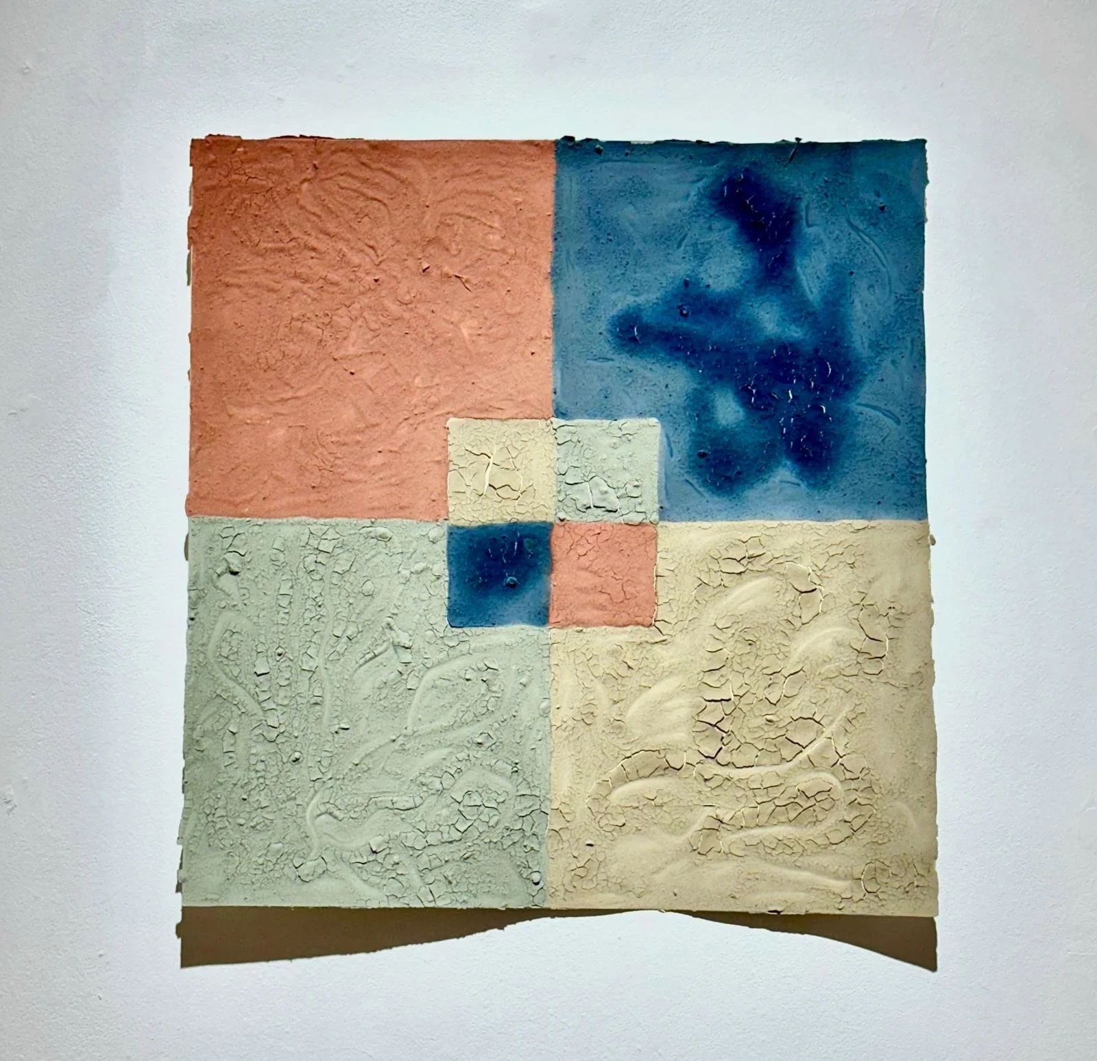 Dusty Color Relativity, 21.5 x 22 in, Synthetic dyes and Texas soil on paper, 2025