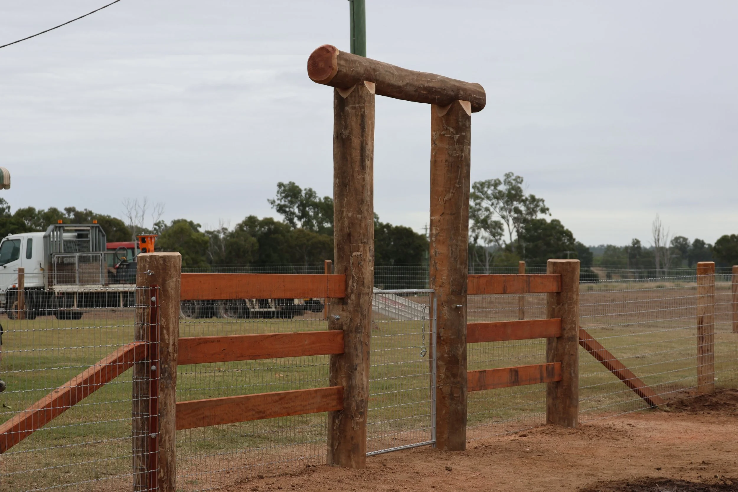 Timber post fencing installed on a Western Downs property