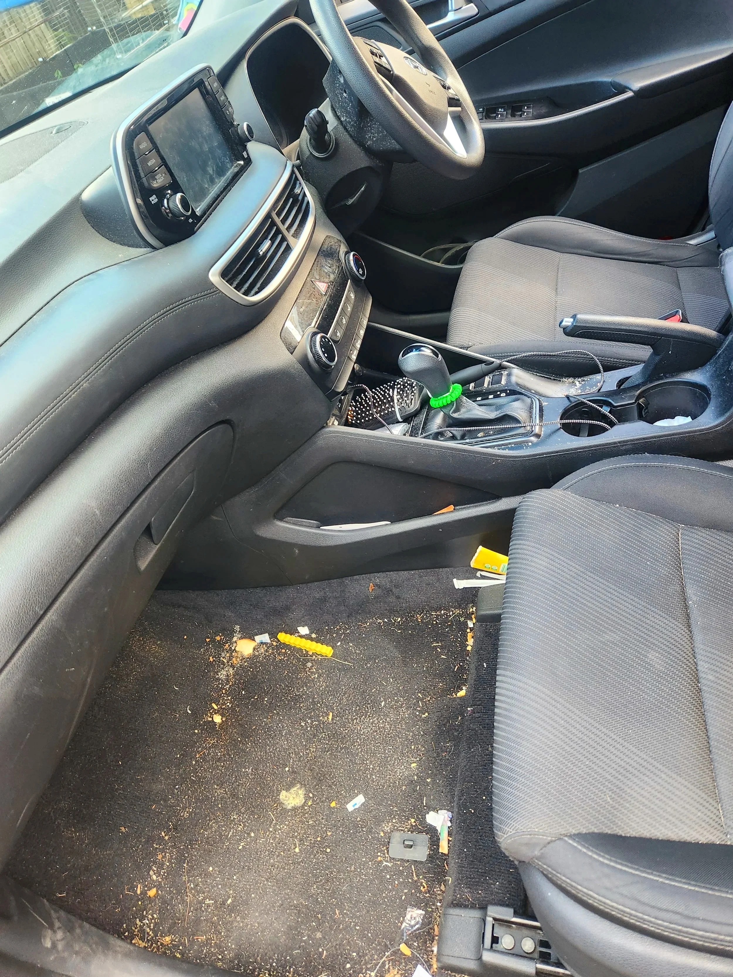Before: front passenger seat and footwell.
