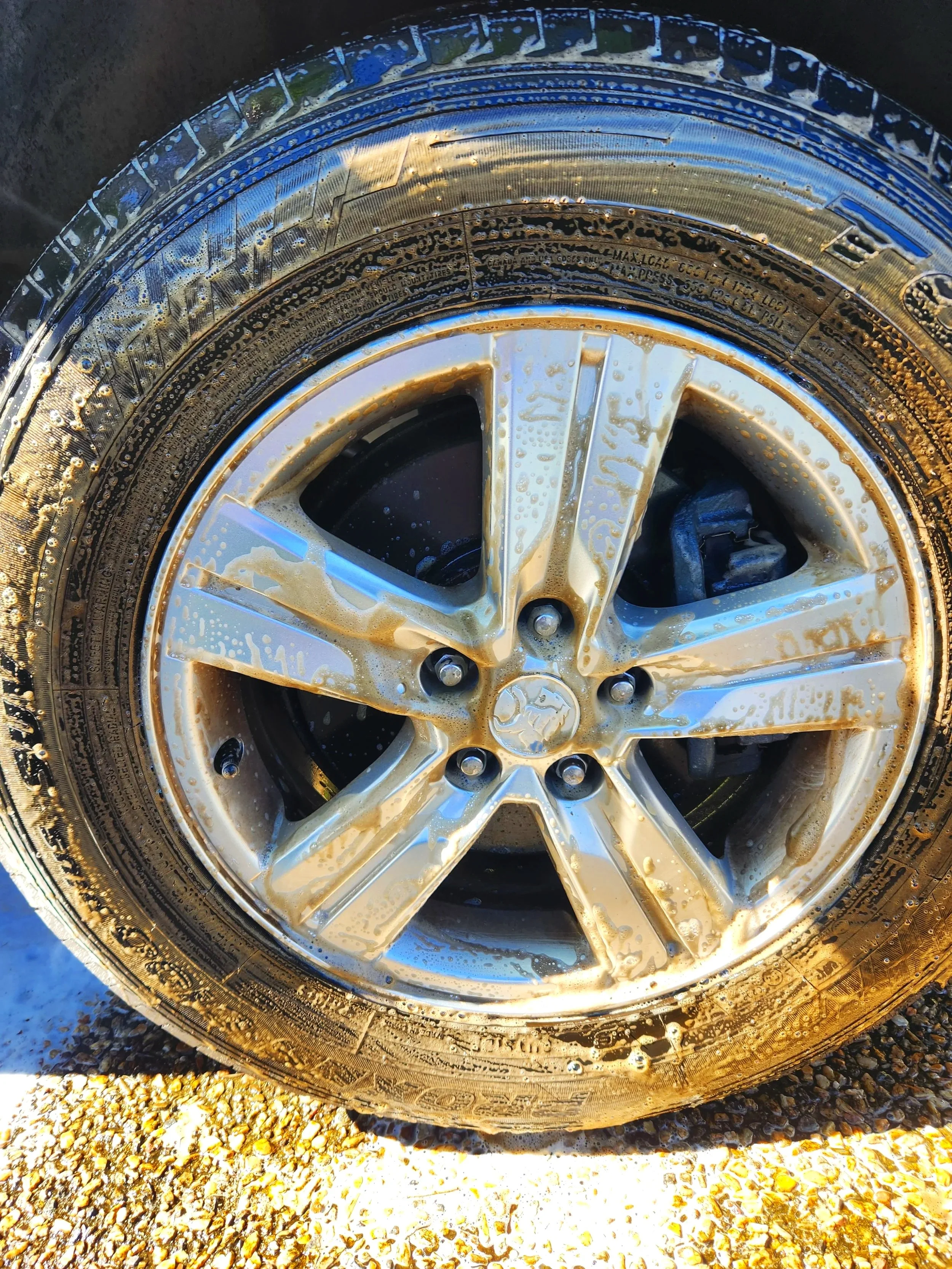 Before: wheel covered in road grime and caked on brake dust.
