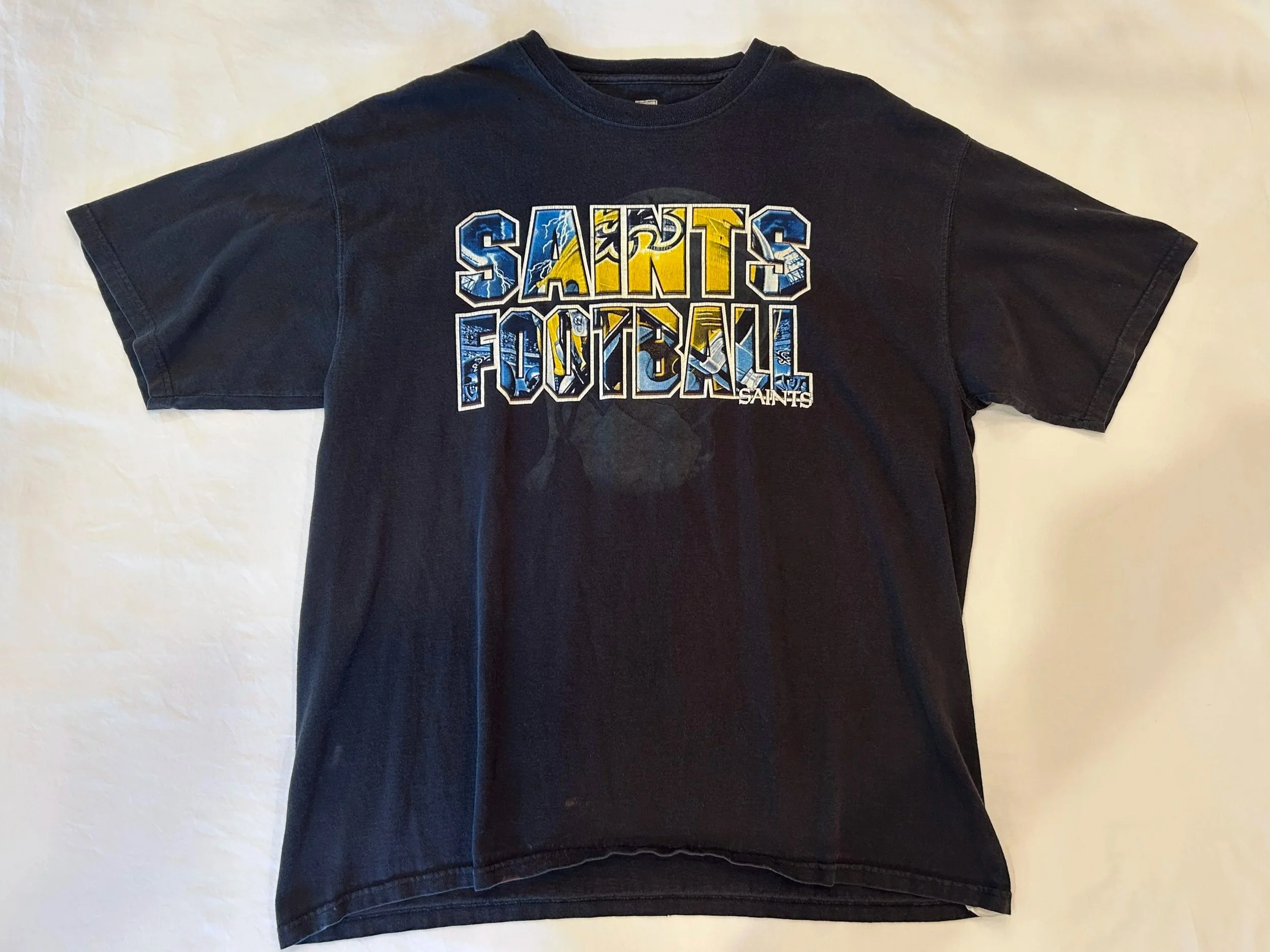 Vintage Saints Football T Shirt Black (XL)