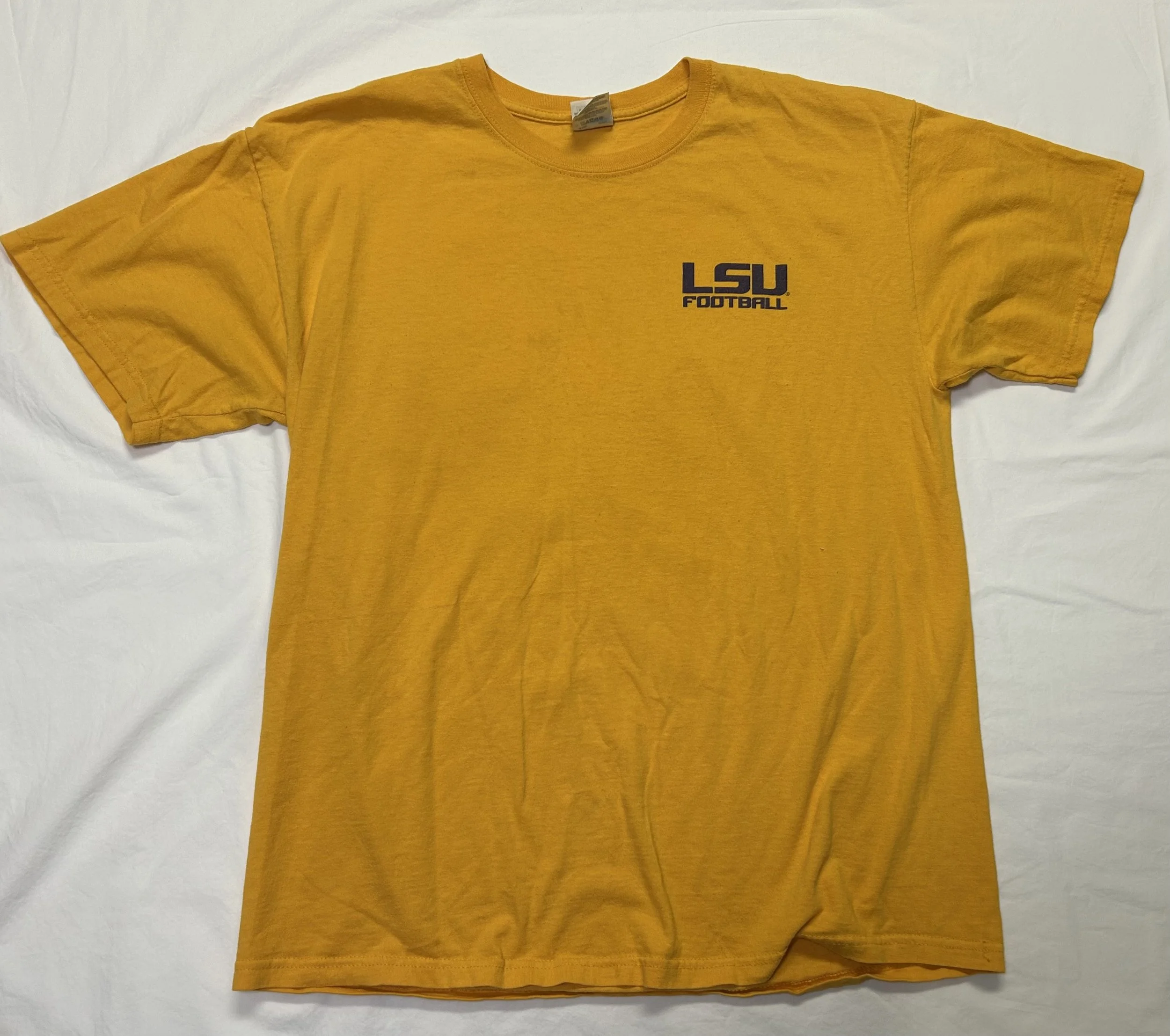 Vintage Fleur de Lis LSU Football Yellow Double Sided (L)