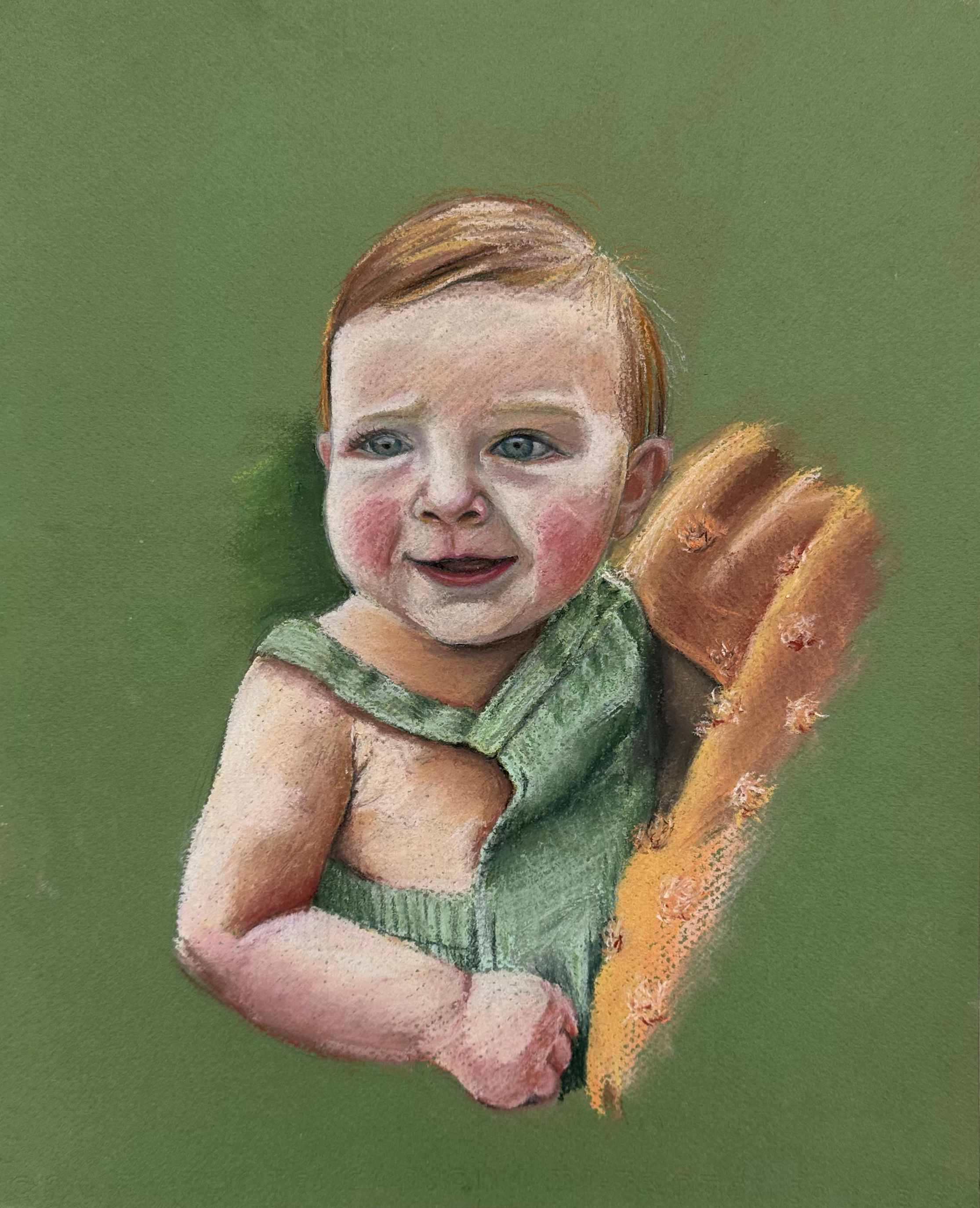 3 Month Old Baby Boy Portrait - pastel on paper