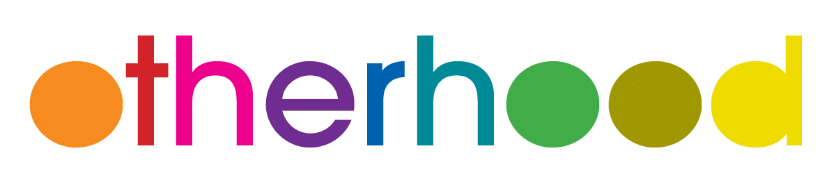 Colorful text spelling 'otherhood' with each letter in a different color.