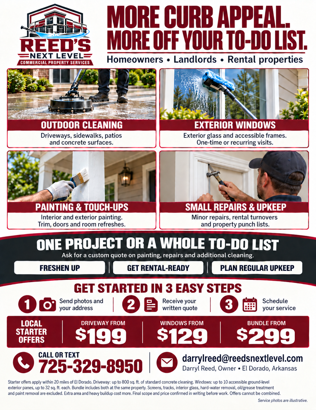 Residential offers — back. Home services, booking steps and starter-offer terms.
