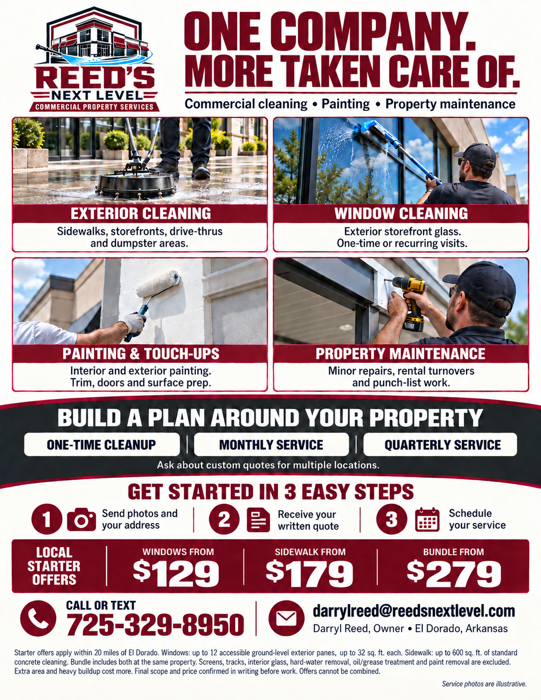 Commercial offers — back. Services, recurring care and starter-offer terms.