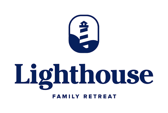 Logo of a lighthouse enclosed in an oval with the words 'Lighthouse Family Retreat' below it.