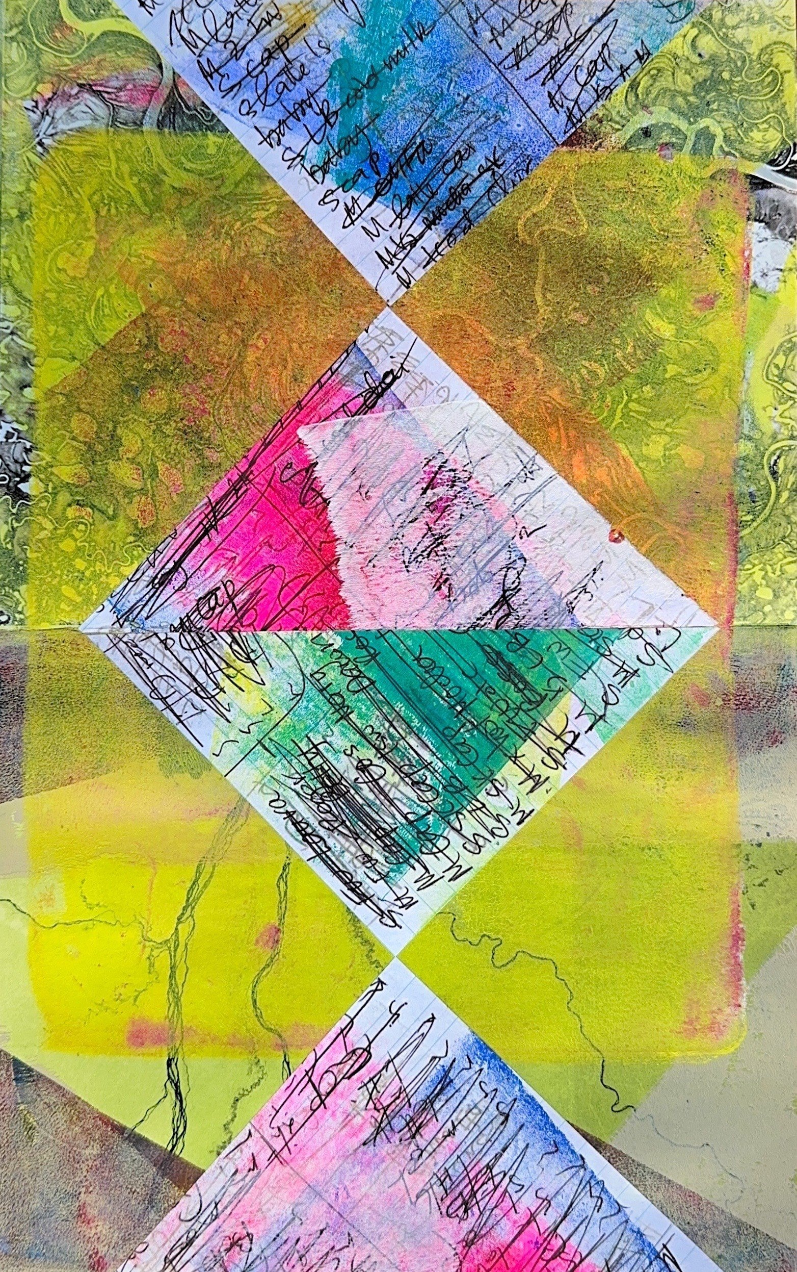 "Hito".
Mixed media on book page.
36 x 23