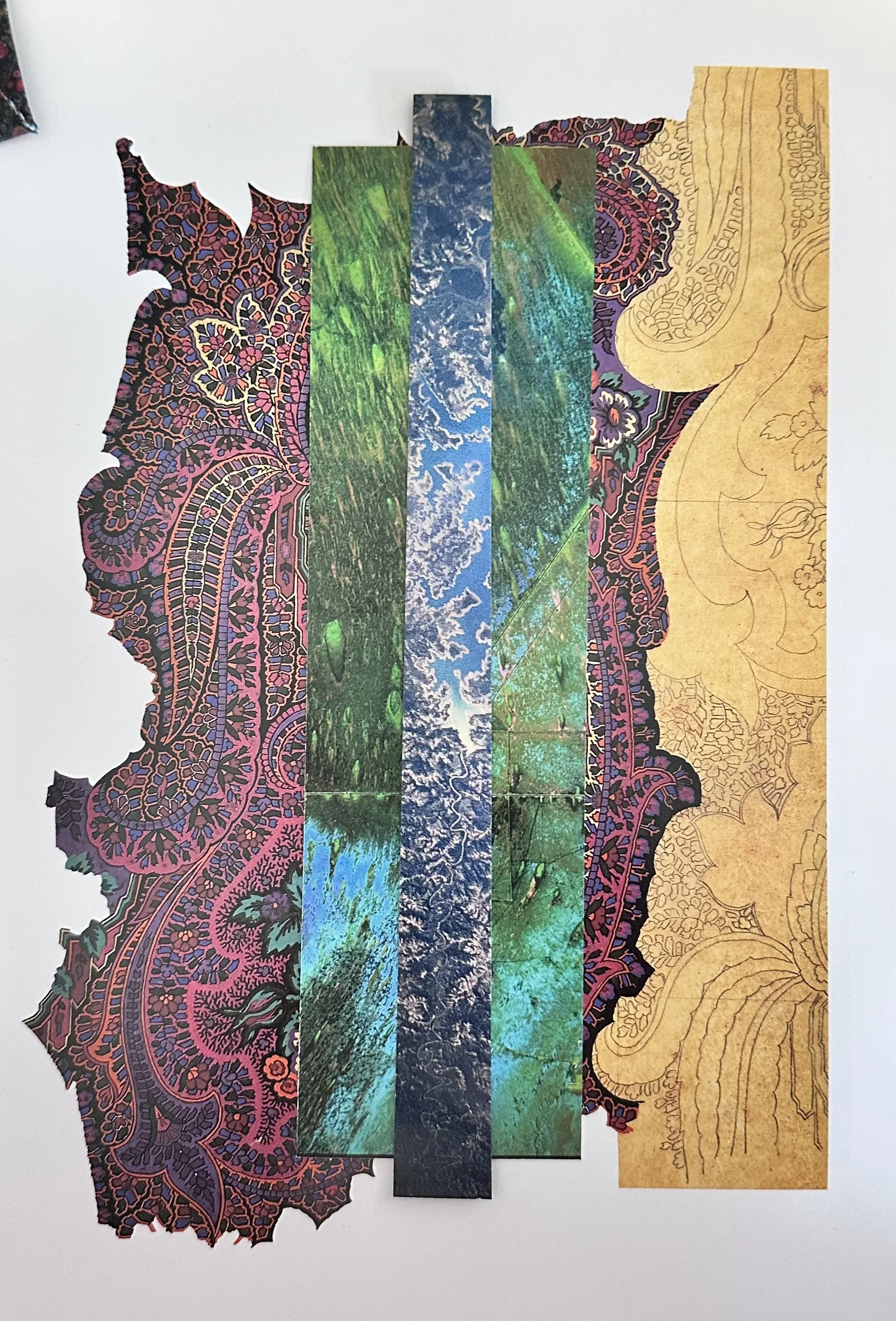 "Paisley".
Collage on vintage book plate.
33 x 22.5 cm